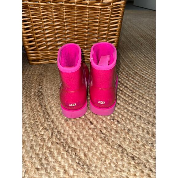 Ugg logo clear mini hot pink boots women's size 7 - Picture 4 of 6